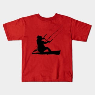 Kitesurfer Action Water Sports Artistic Black Silhouette Kids T-Shirt